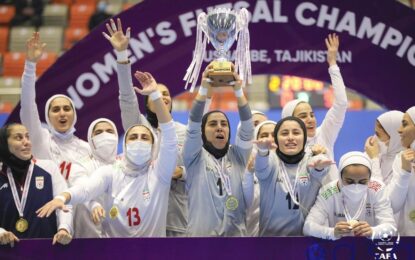 تورنمنت کافا ۲۰۲۲؛ گزارش تصویری دیدار بانوان ایران و تاجیکستان + جشن قهرمانی