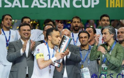 جام ملت های فوتسال آسیا ۲۰۲۴- تایلند؛ ویدئو/ مراسم اهدا کاپ جام ملت‌های فوتسال آسیا به ایران
